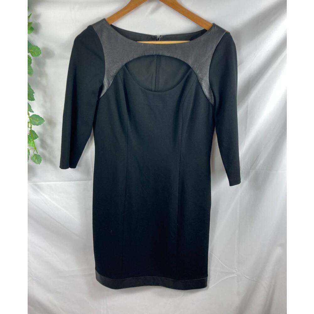 Teri Jon Sportswear faux leather detail dress 6